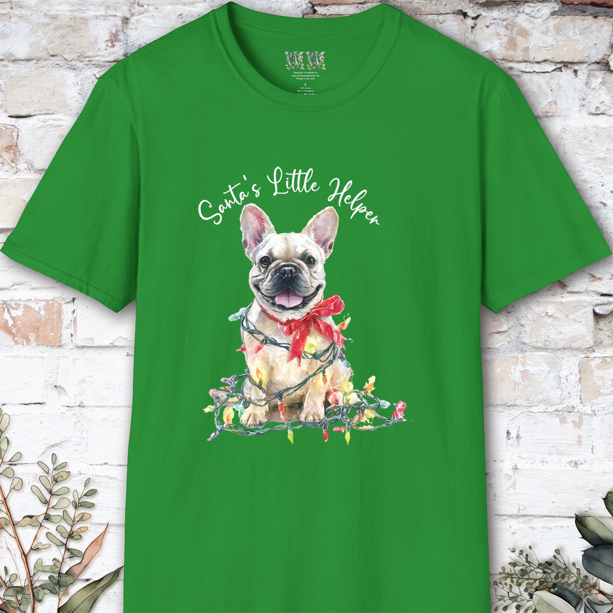 French Bulldog #2 Santa's little helper, unisex T shirt