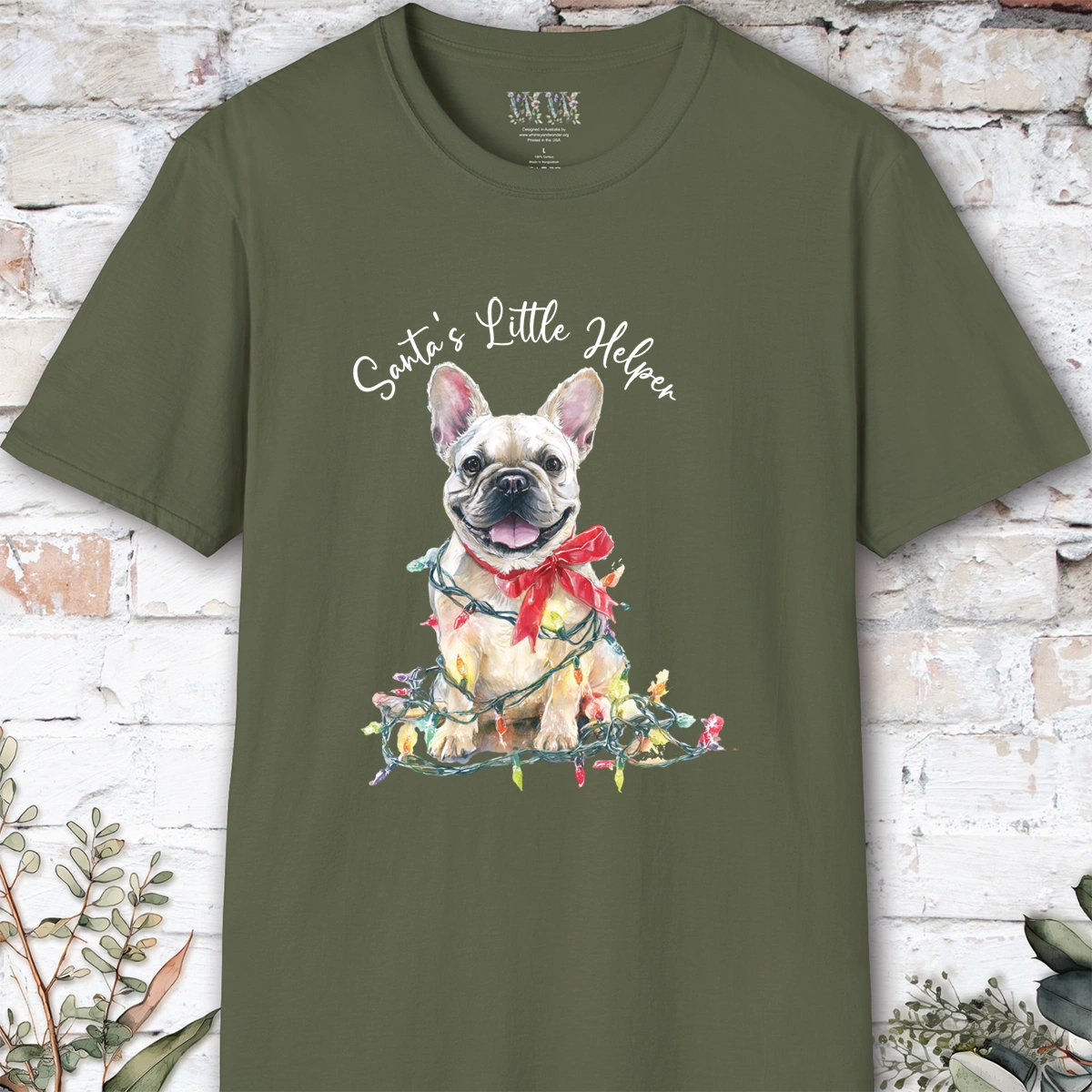 French Bulldog #2 Santa's little helper, unisex T shirt