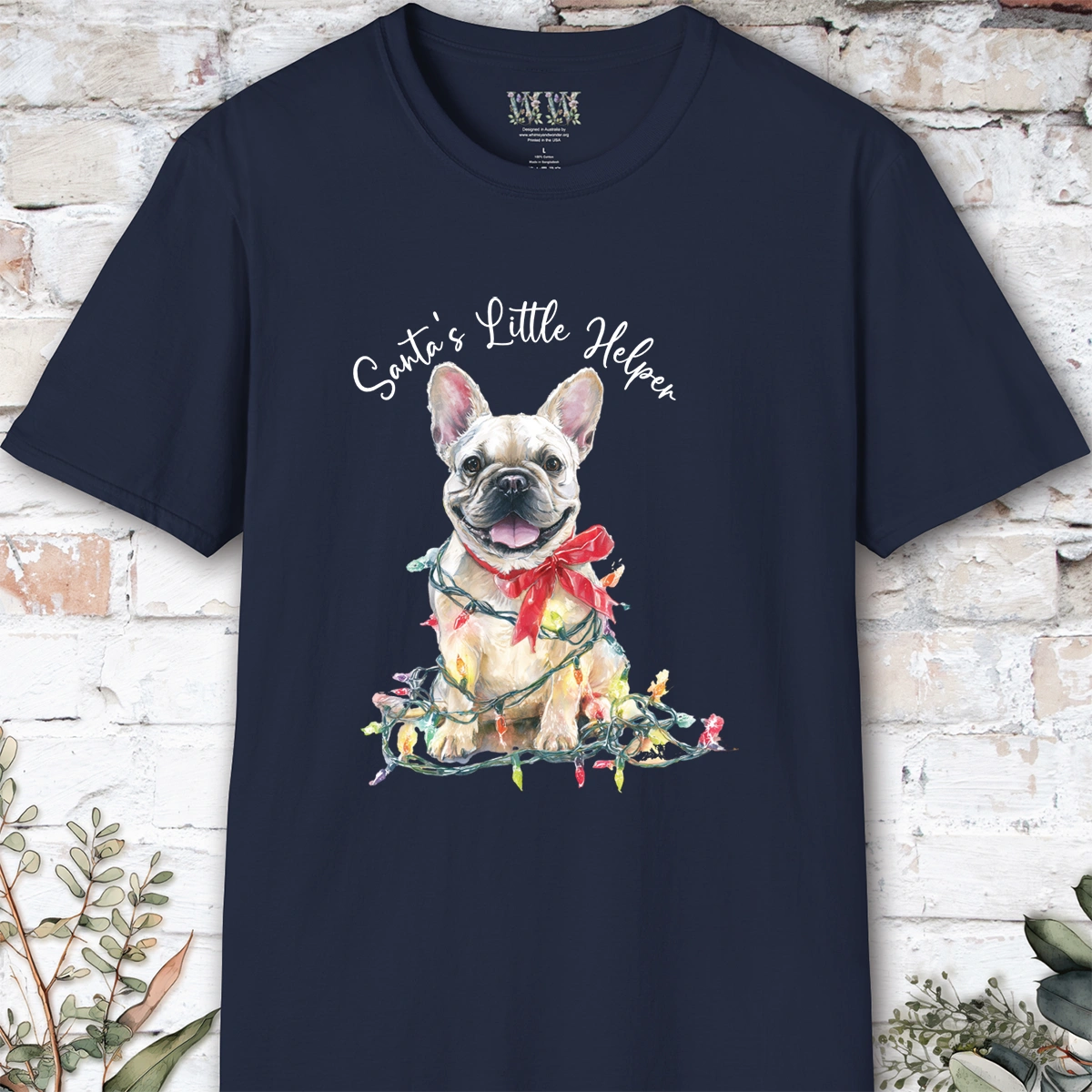 French Bulldog #2 Santa's little helper, unisex T shirt