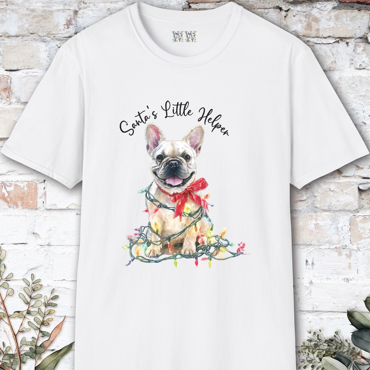 French Bulldog #2 Santa's little helper, unisex T shirt