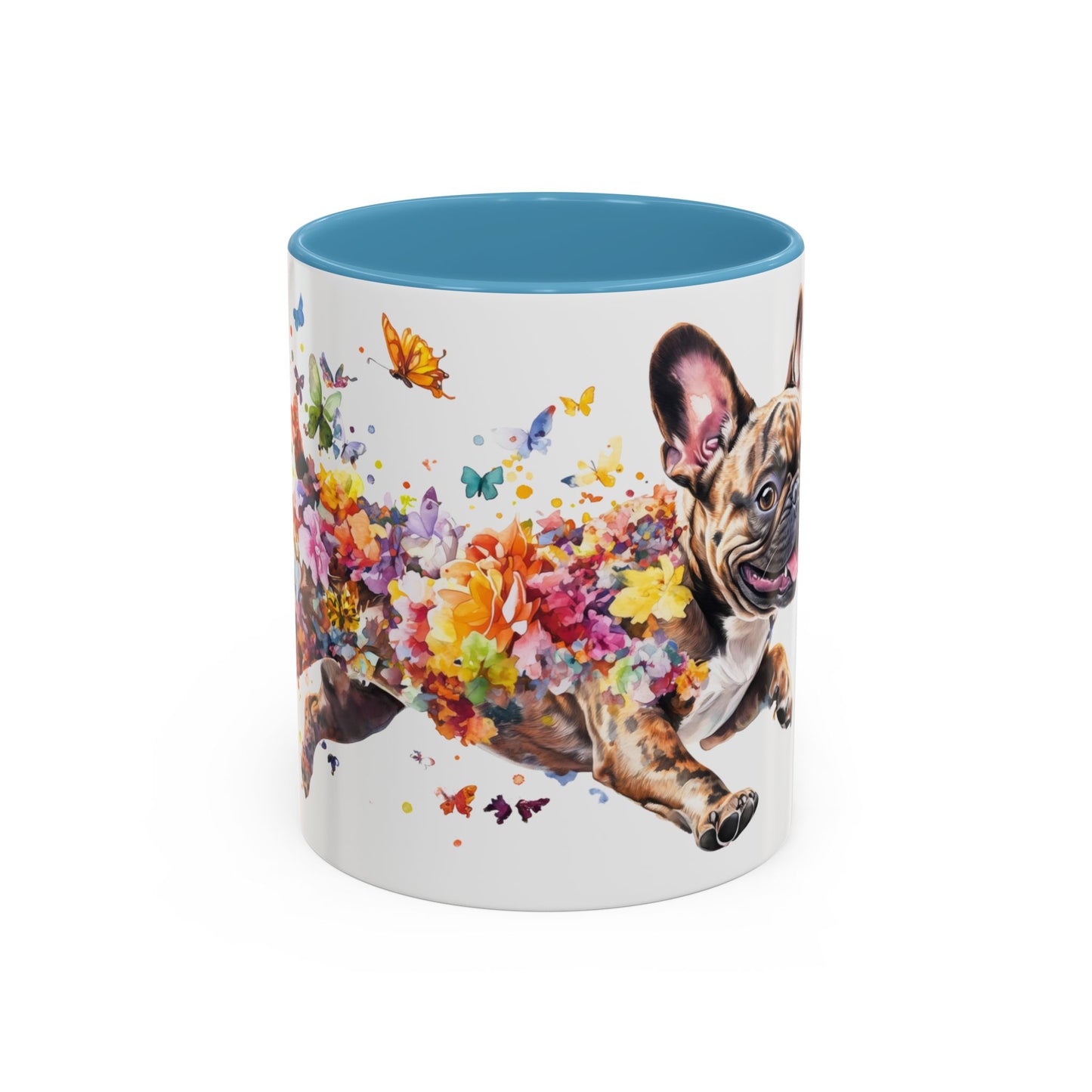 French Bulldog, Brindle running personalized colourful Mugs, 11oz