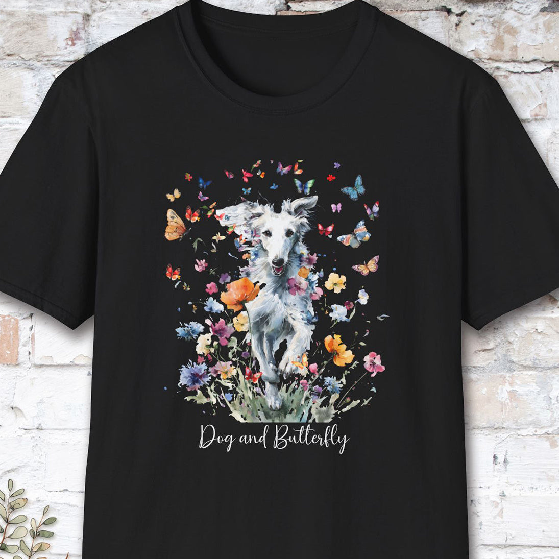 Silken Windhound - Dog & butterfly, unisex T-Shirt