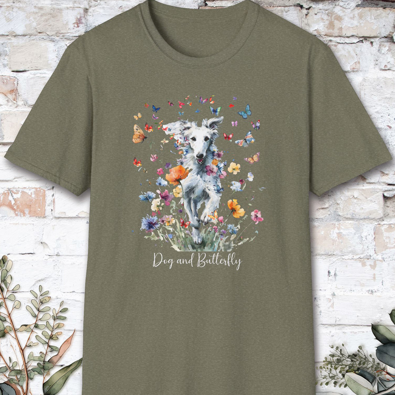 Silken Windhound - Dog & butterfly, unisex T-Shirt