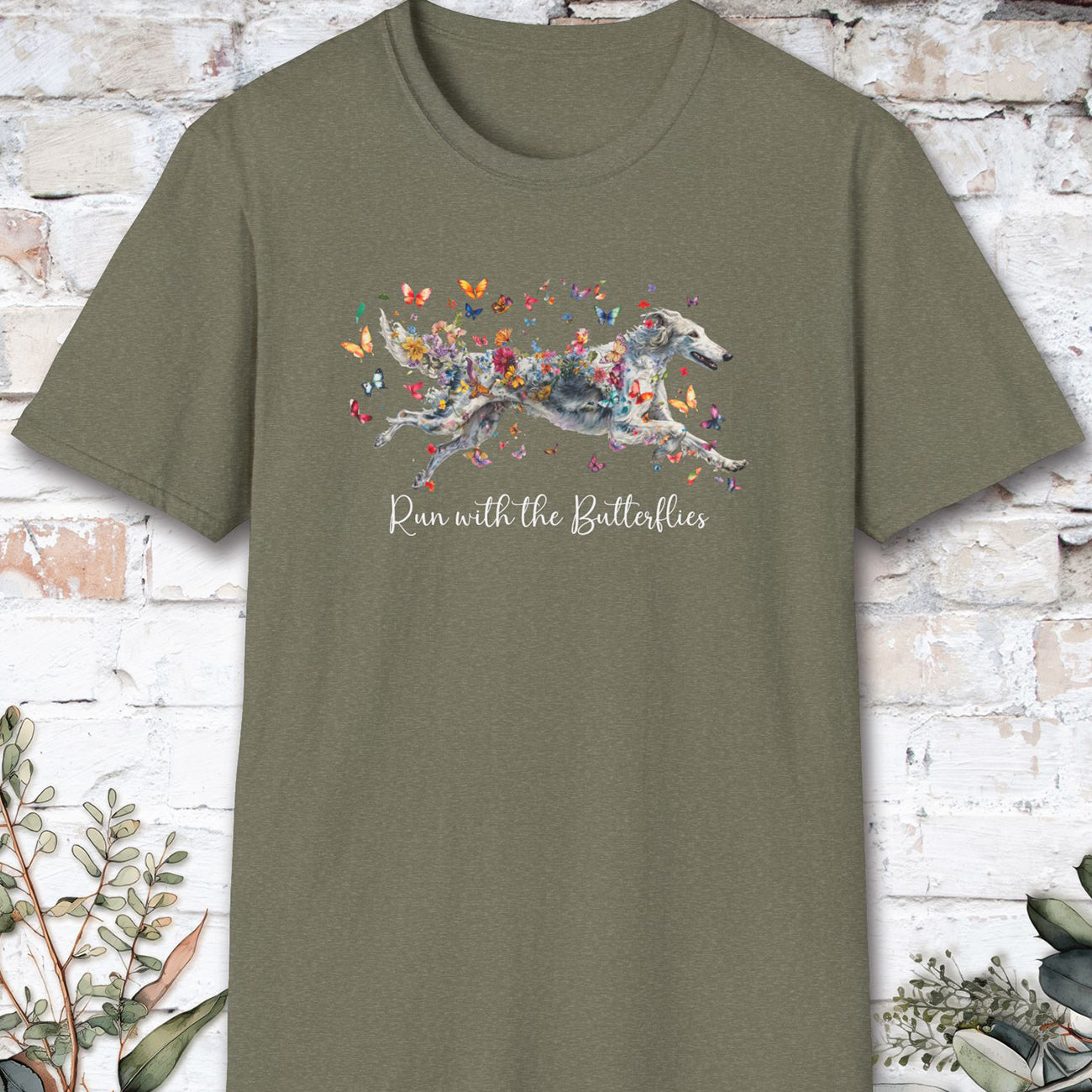 Silken Windhound, Run with the Butterflies, Unisex T-Shirt