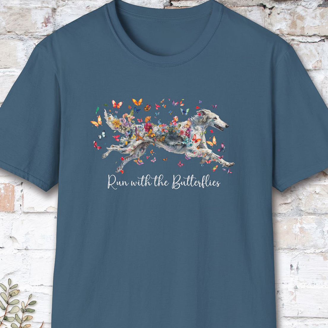 Silken Windhound, Run with the Butterflies, Unisex T-Shirt