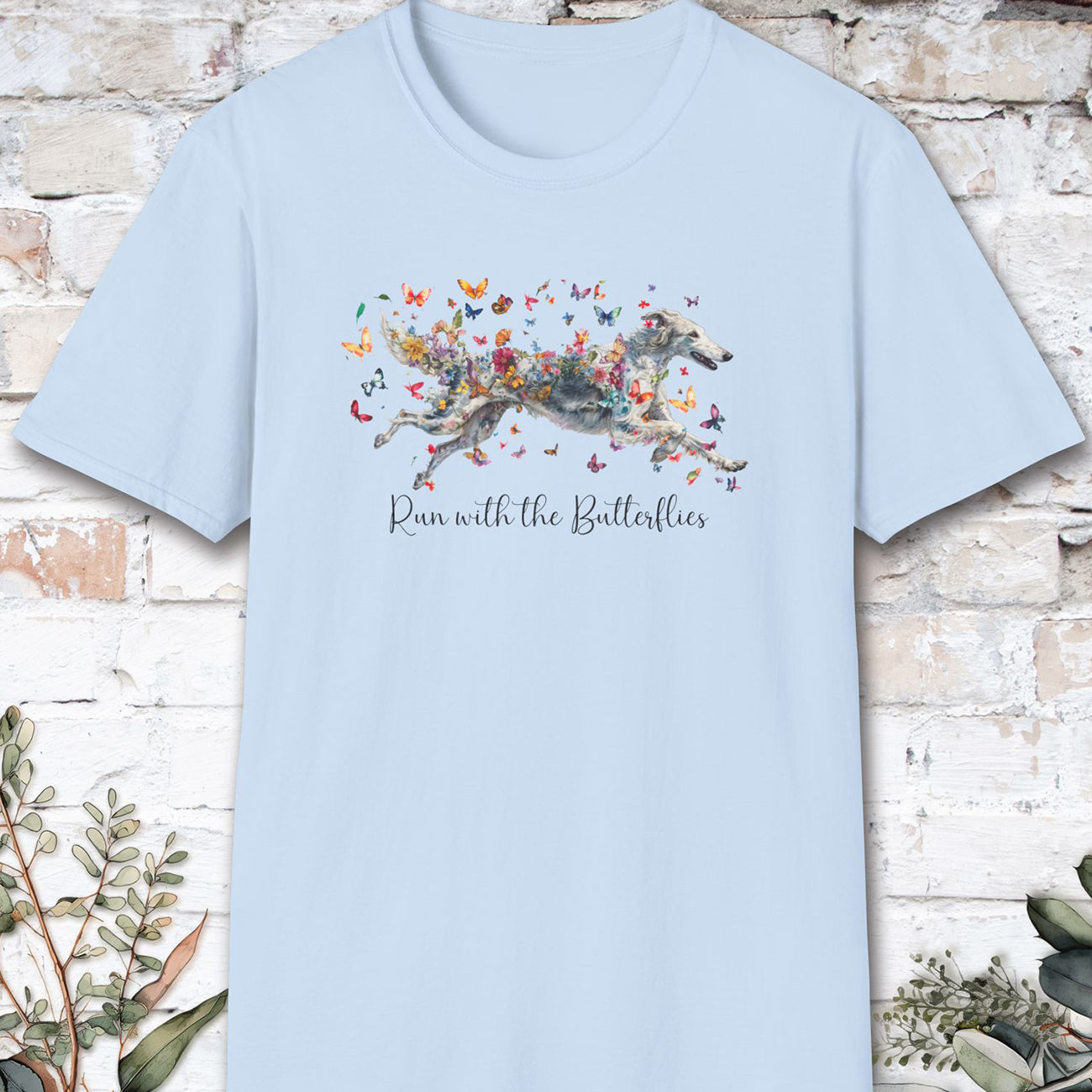 Silken Windhound, Run with the Butterflies, Unisex T-Shirt