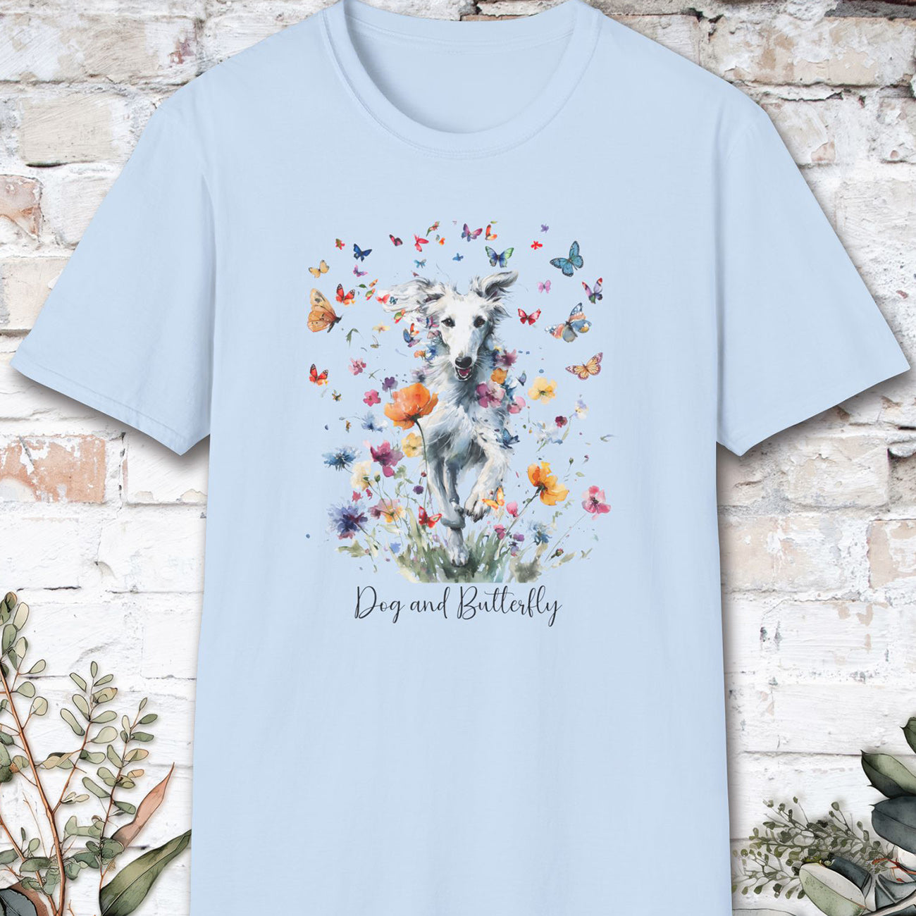 Silken Windhound - Dog & butterfly, unisex T-Shirt