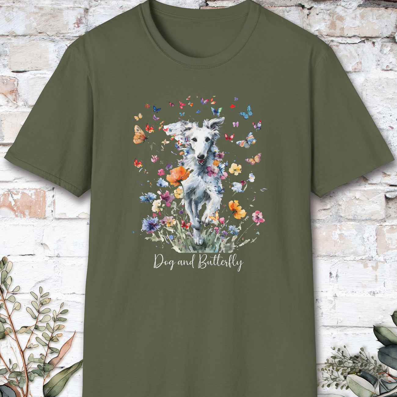 Silken Windhound - Dog & butterfly, unisex T-Shirt