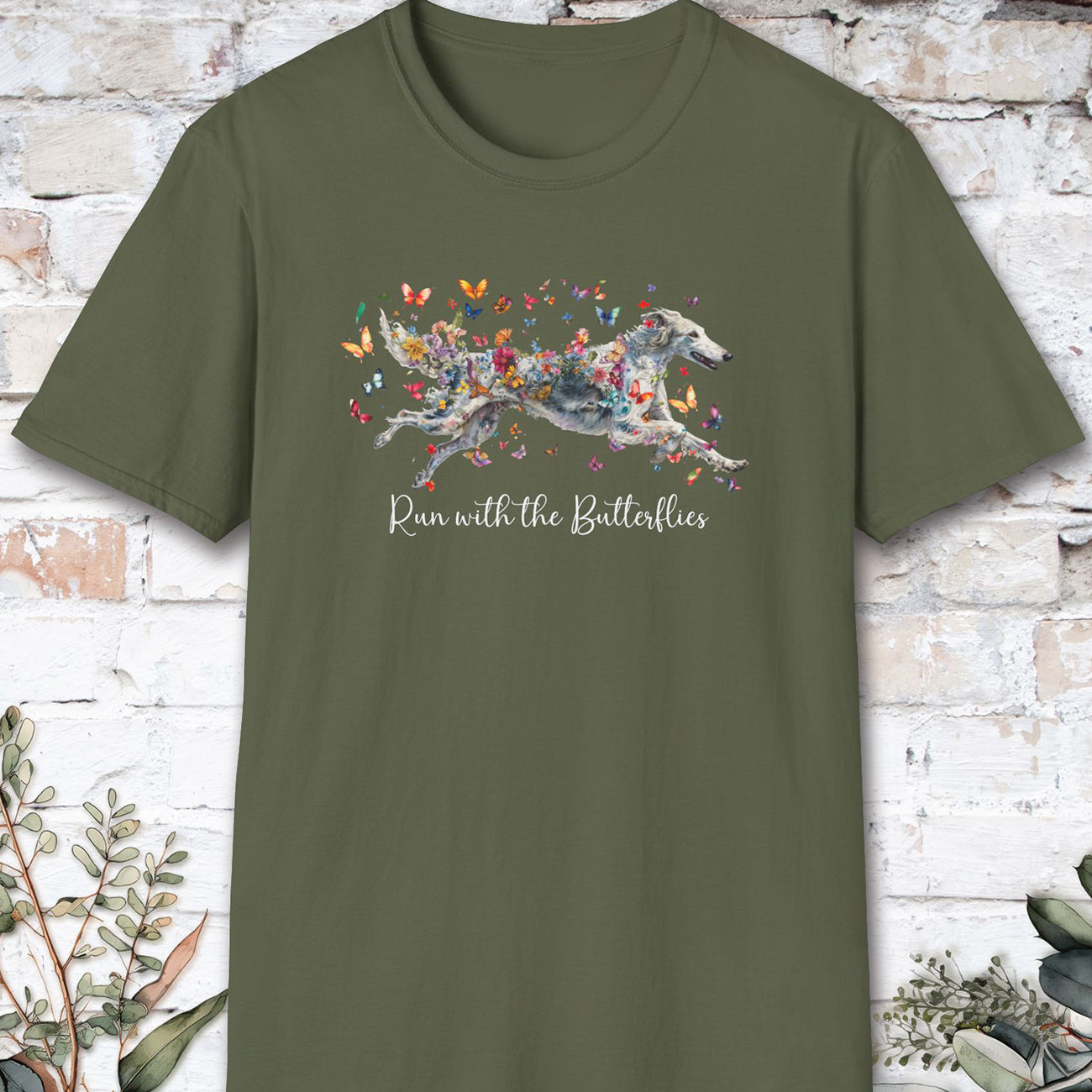 Silken Windhound, Run with the Butterflies, Unisex T-Shirt