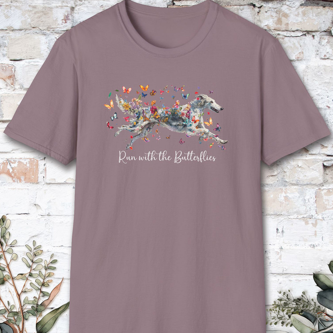 Silken Windhound, Run with the Butterflies, Unisex T-Shirt