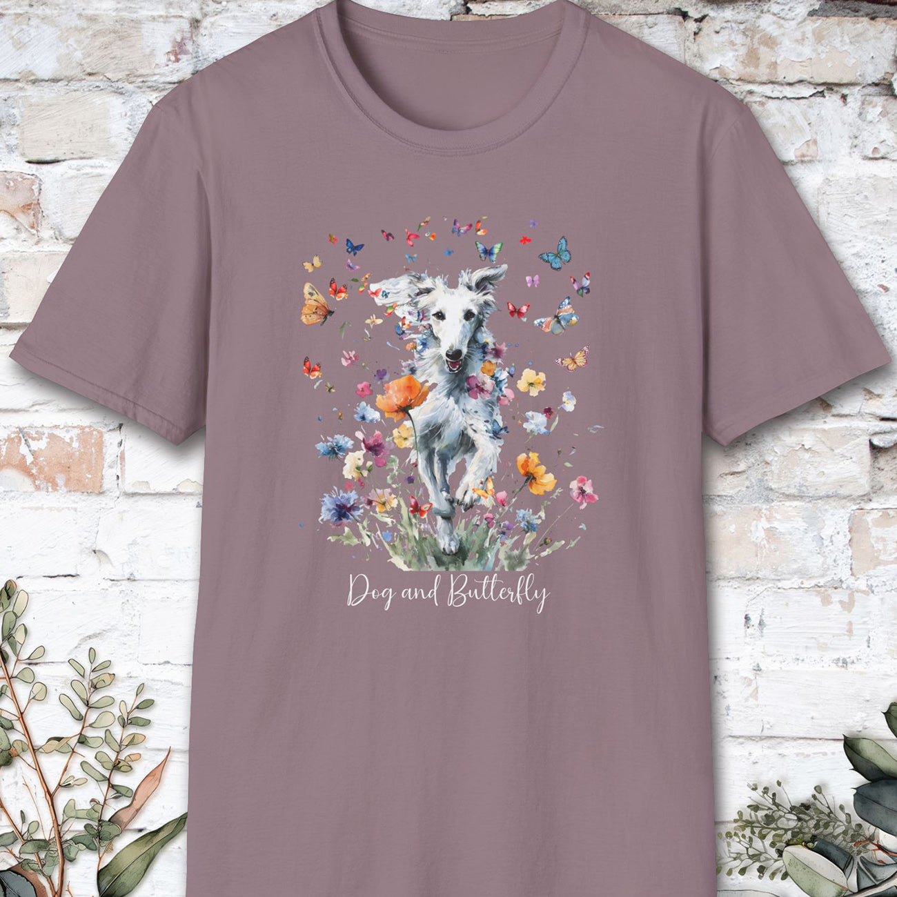Silken Windhound - Dog & butterfly, unisex T-Shirt
