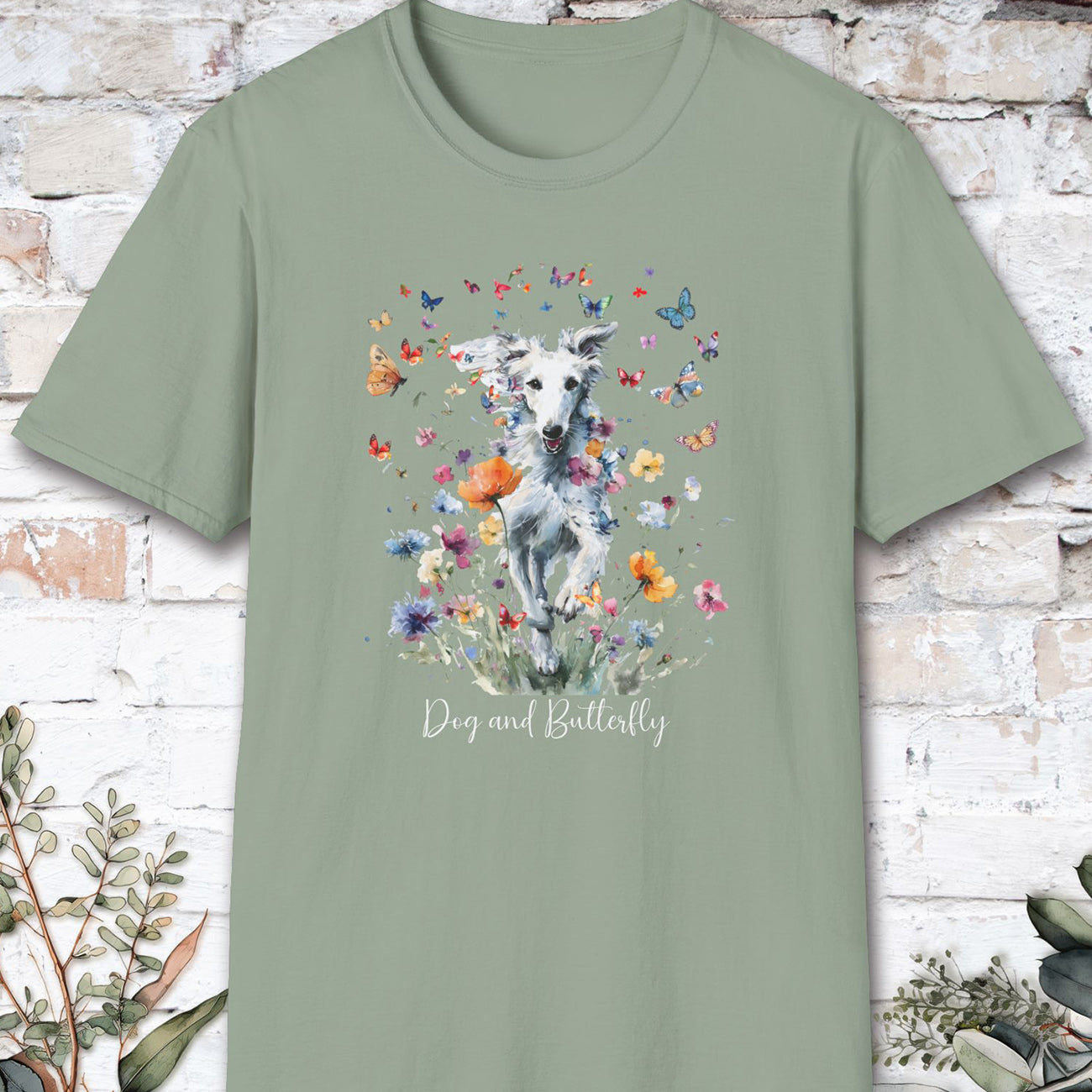Silken Windhound - Dog & butterfly, unisex T-Shirt