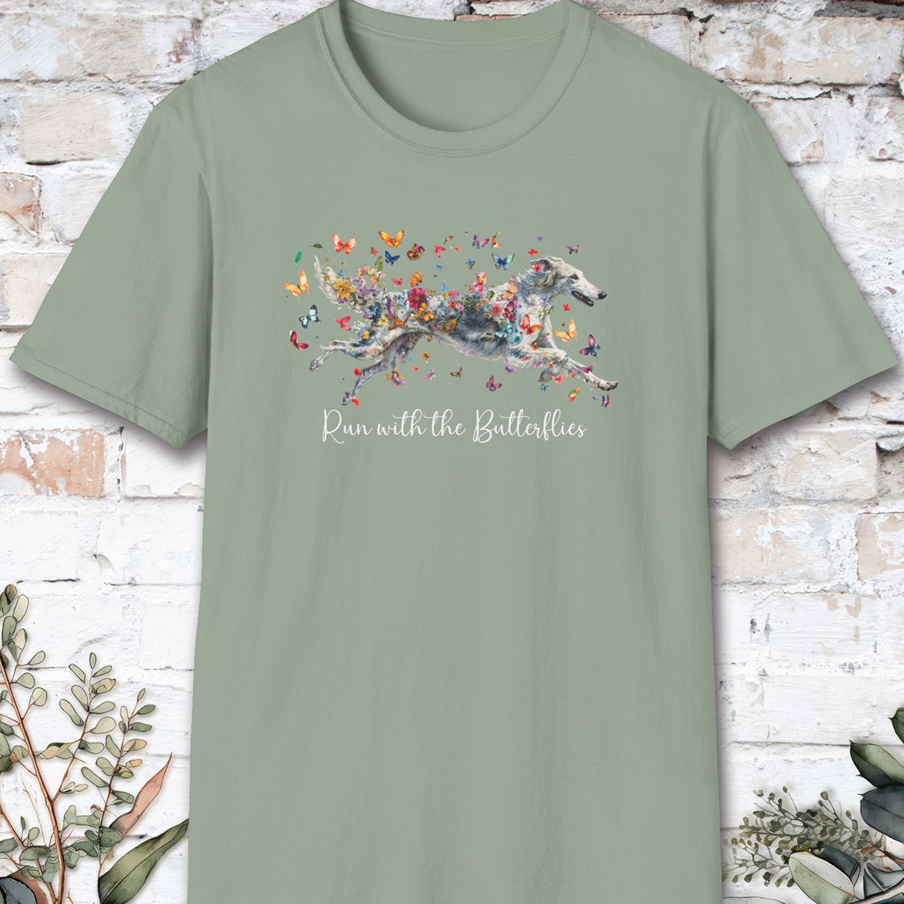 Silken Windhound, Run with the Butterflies, Unisex T-Shirt