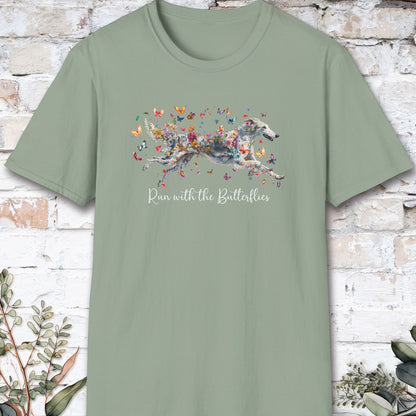 Silken Windhound, Run with the Butterflies, Unisex T-Shirt