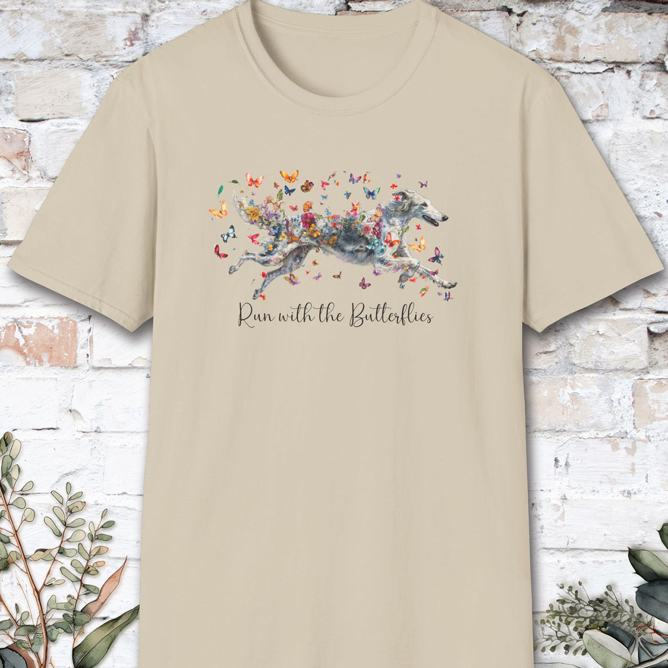 Silken Windhound, Run with the Butterflies, Unisex T-Shirt