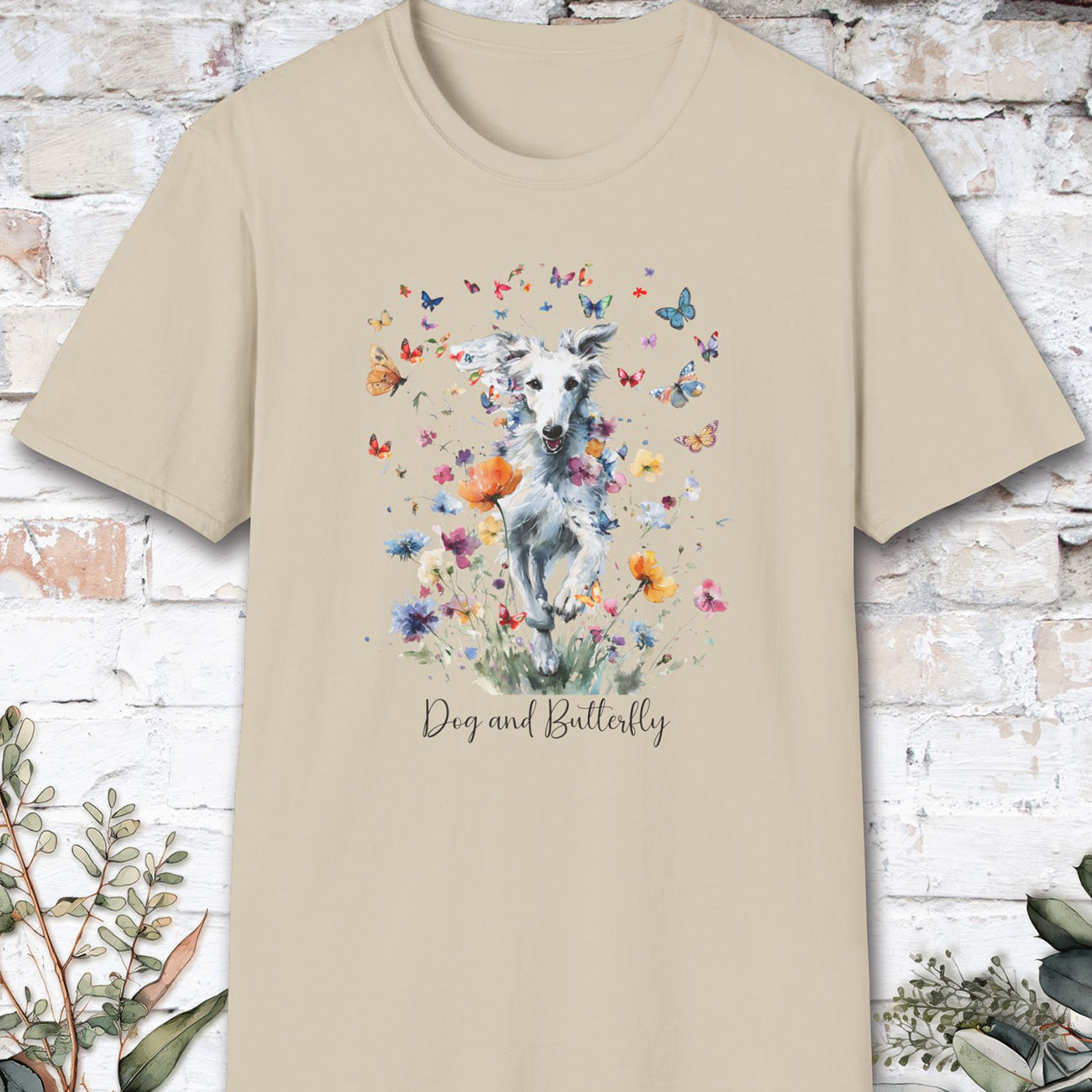 Silken Windhound - Dog & butterfly, unisex T-Shirt