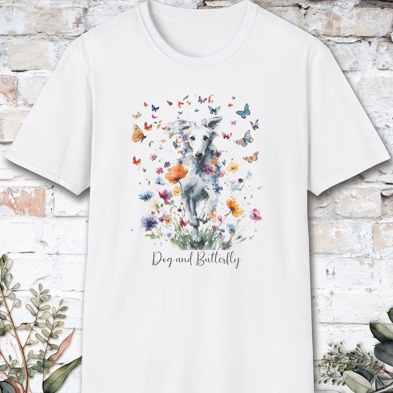 Silken Windhound - Dog & butterfly, unisex T-Shirt