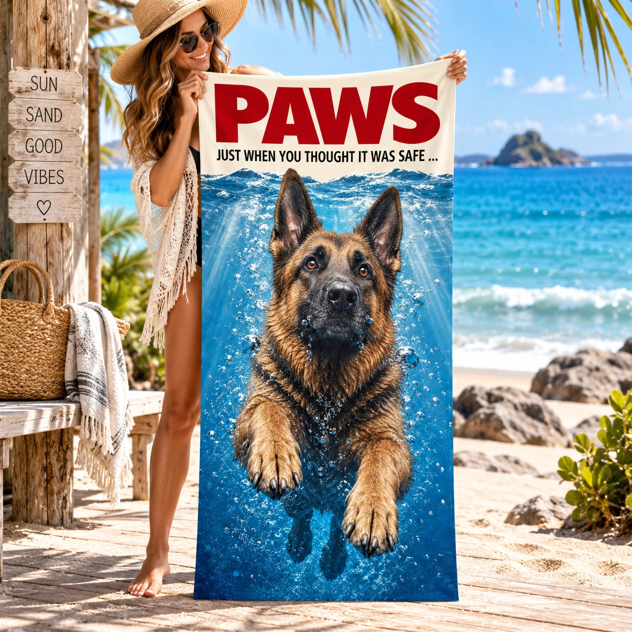 German Shepherd PAWS Beach Towel