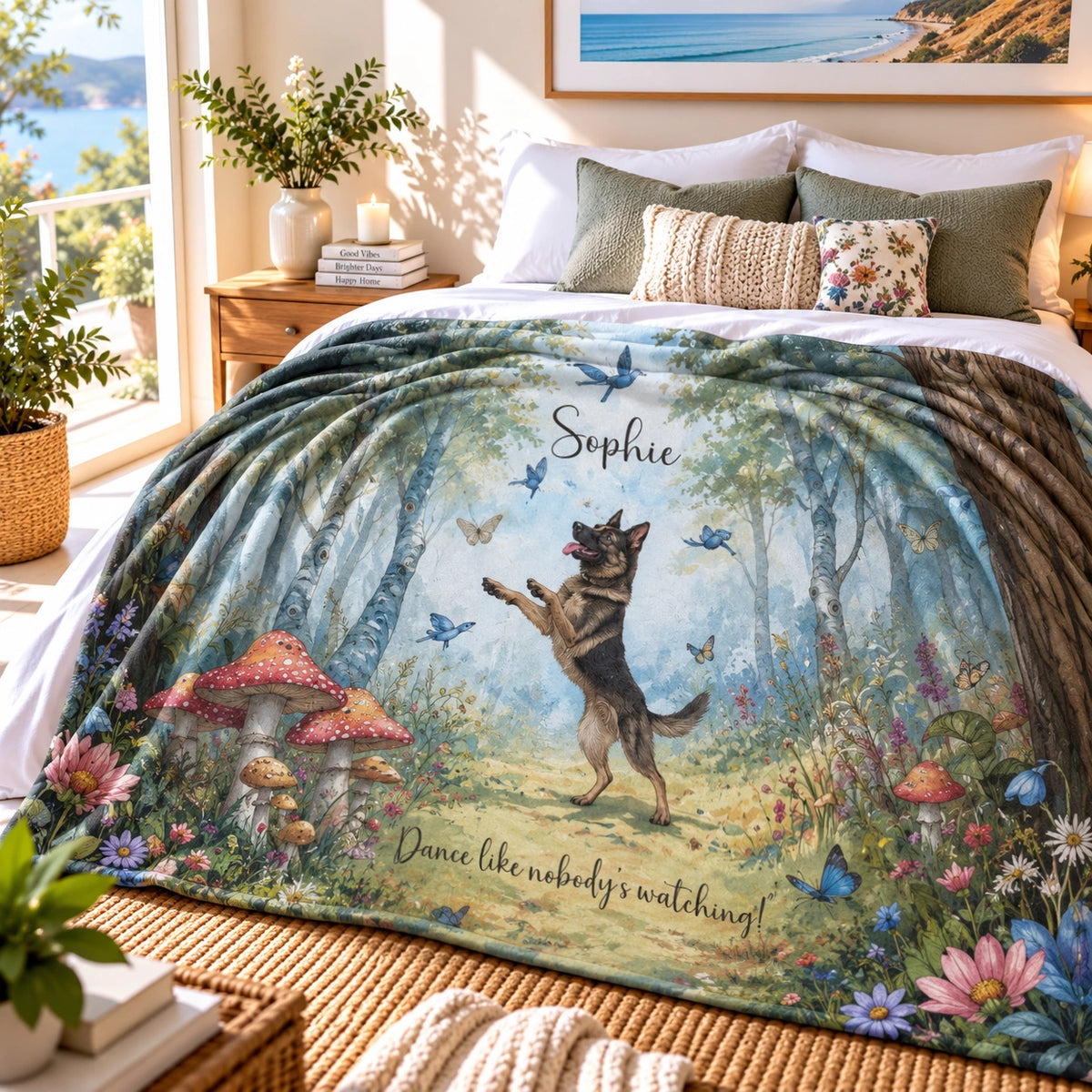 German Shepherd #1 Dancing Mystical Forest Personalised Blanket