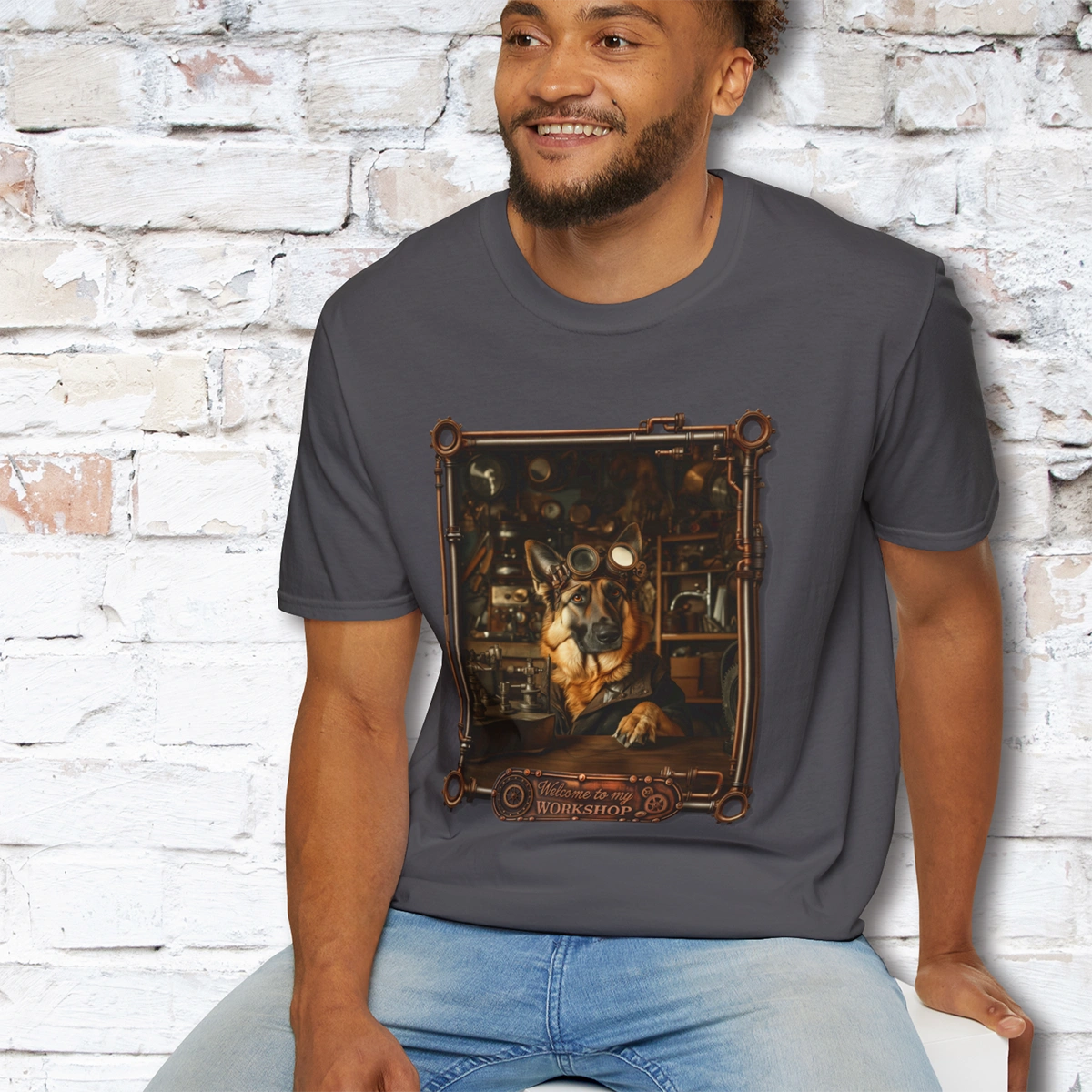 Steampunk German Shepherd #1 Unisex T shirt