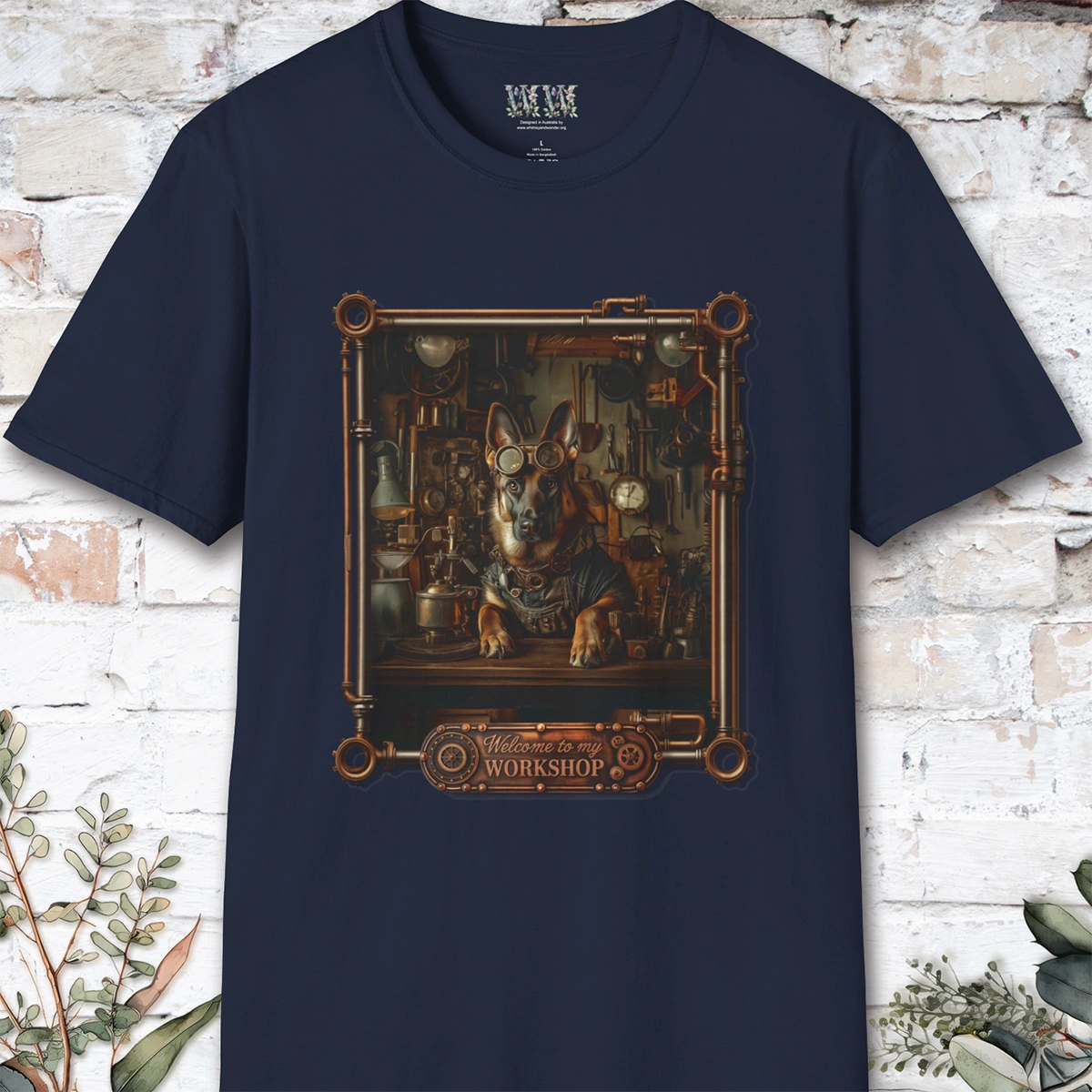 Steampunk German Shepherd #2 Unisex T shirt