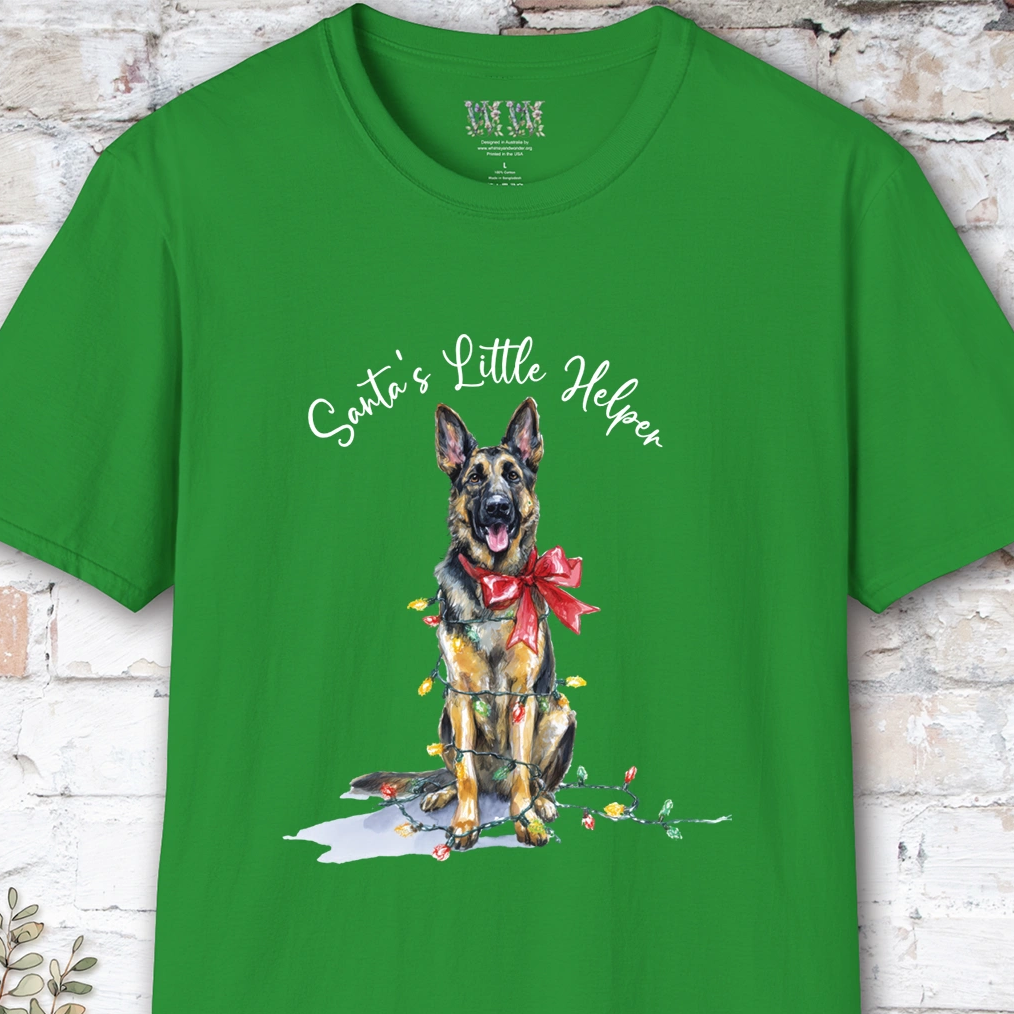 German Shepherd Santa's little helper. unisex T shirt