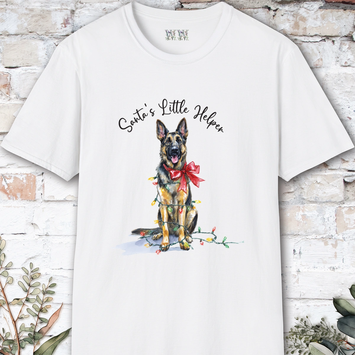 German Shepherd Santa's little helper. unisex T shirt