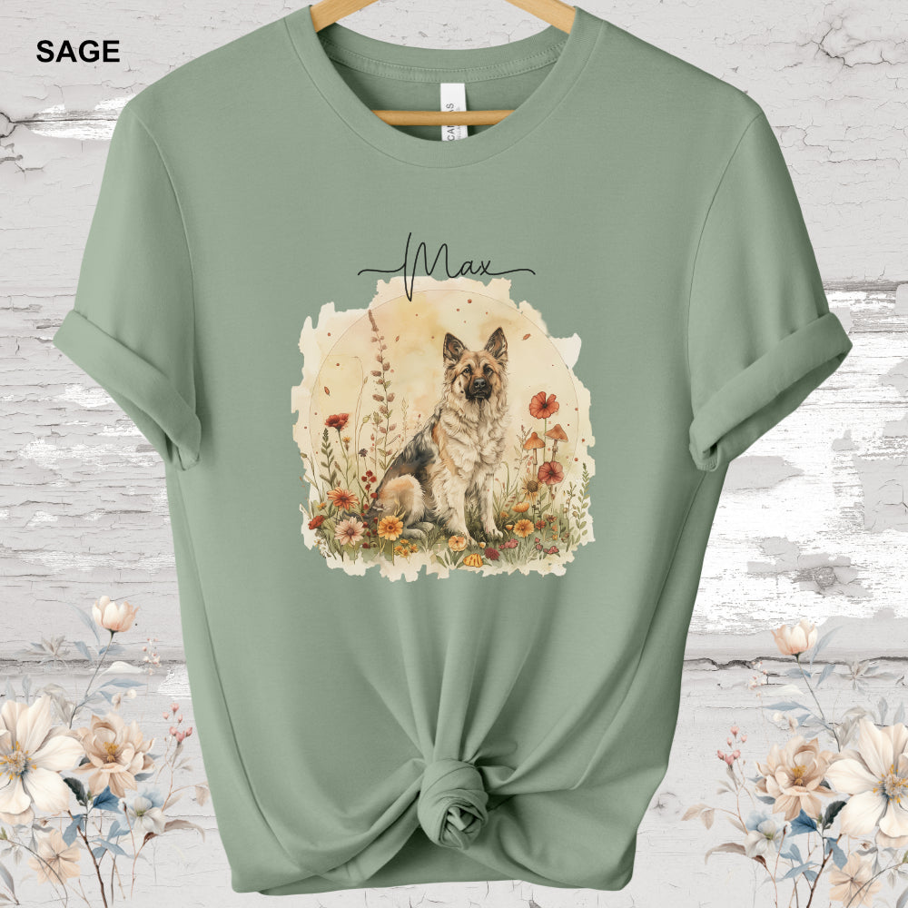 German Shepherd cottage garden T shirt