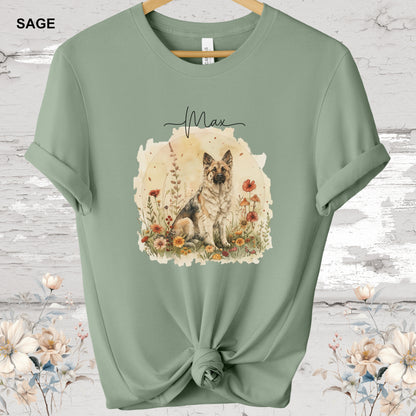 German Shepherd cottage garden T shirt