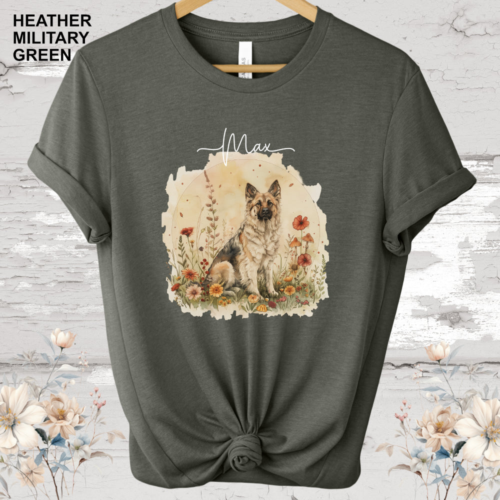 German Shepherd cottage garden T shirt