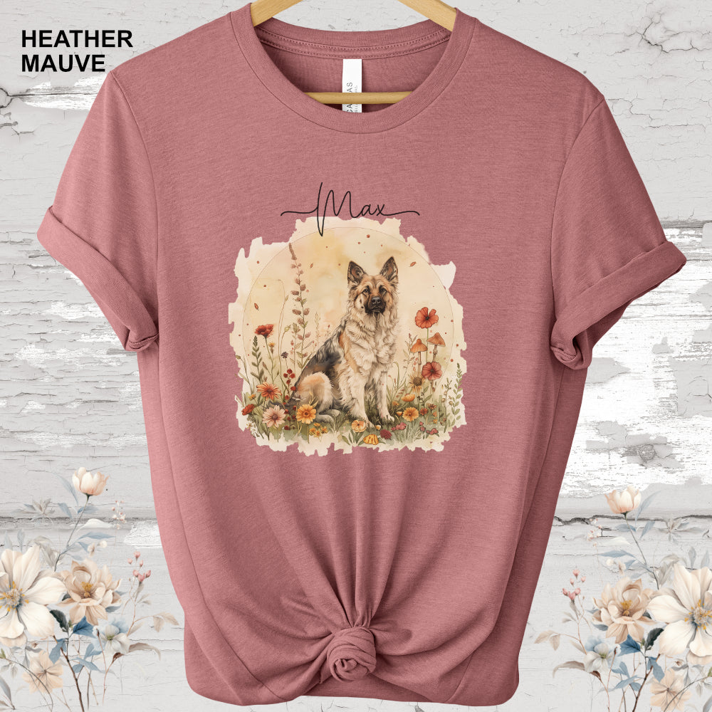 German Shepherd cottage garden T shirt