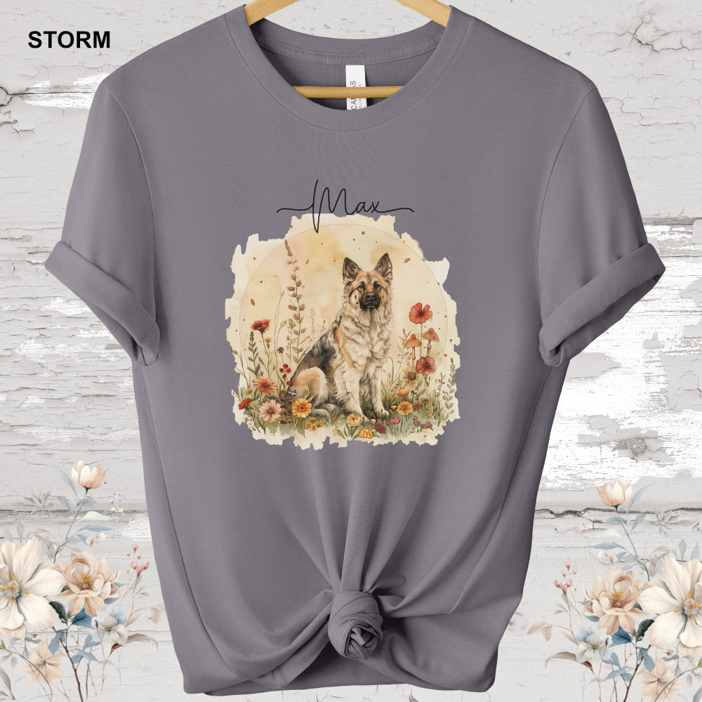 German Shepherd cottage garden T shirt