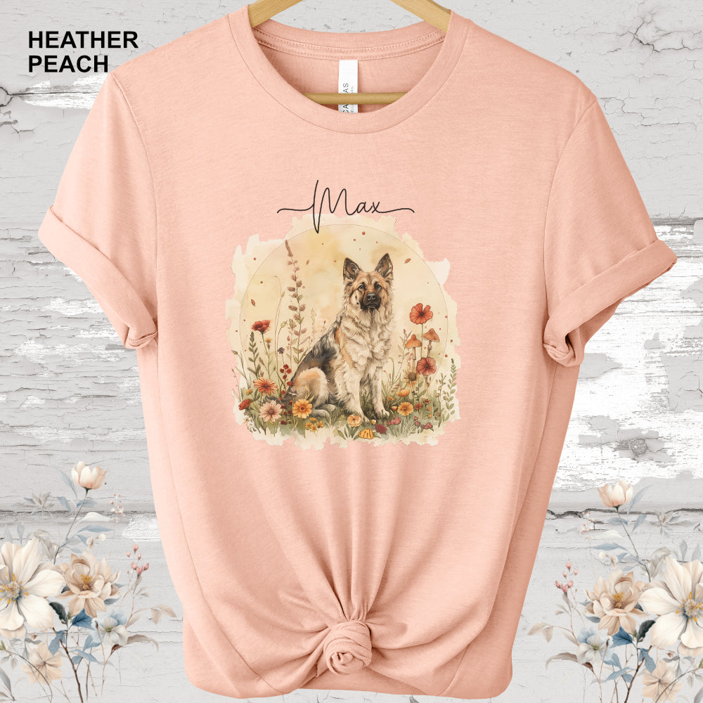German Shepherd cottage garden T shirt