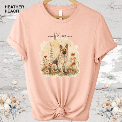 German Shepherd cottage garden T shirt