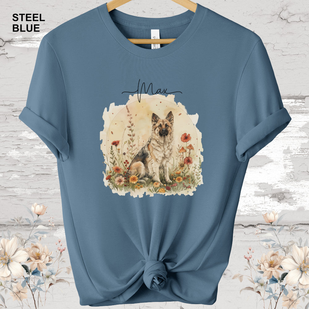 German Shepherd cottage garden T shirt
