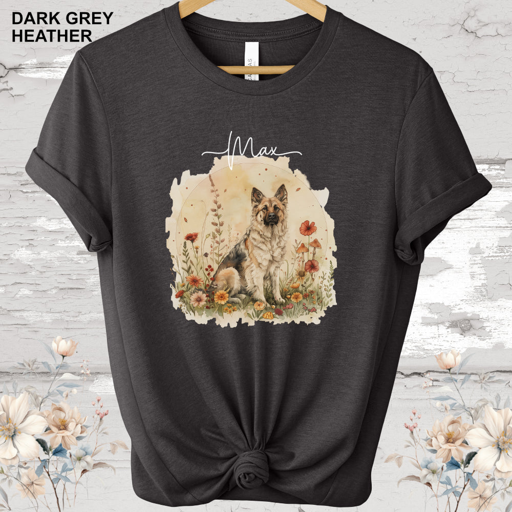 German Shepherd cottage garden T shirt
