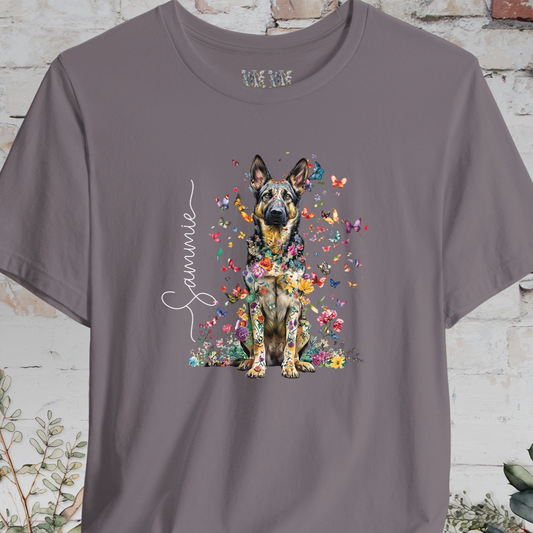 German Shepherd #2 Floral Personalized T shirt
