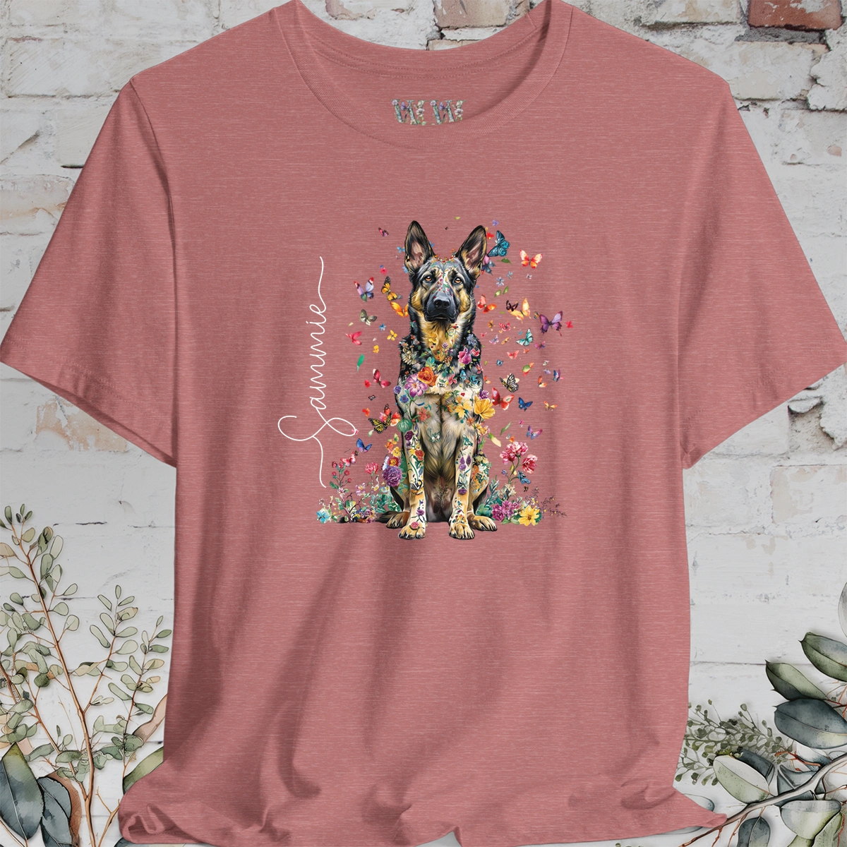 German Shepherd #2 Floral Personalized T shirt