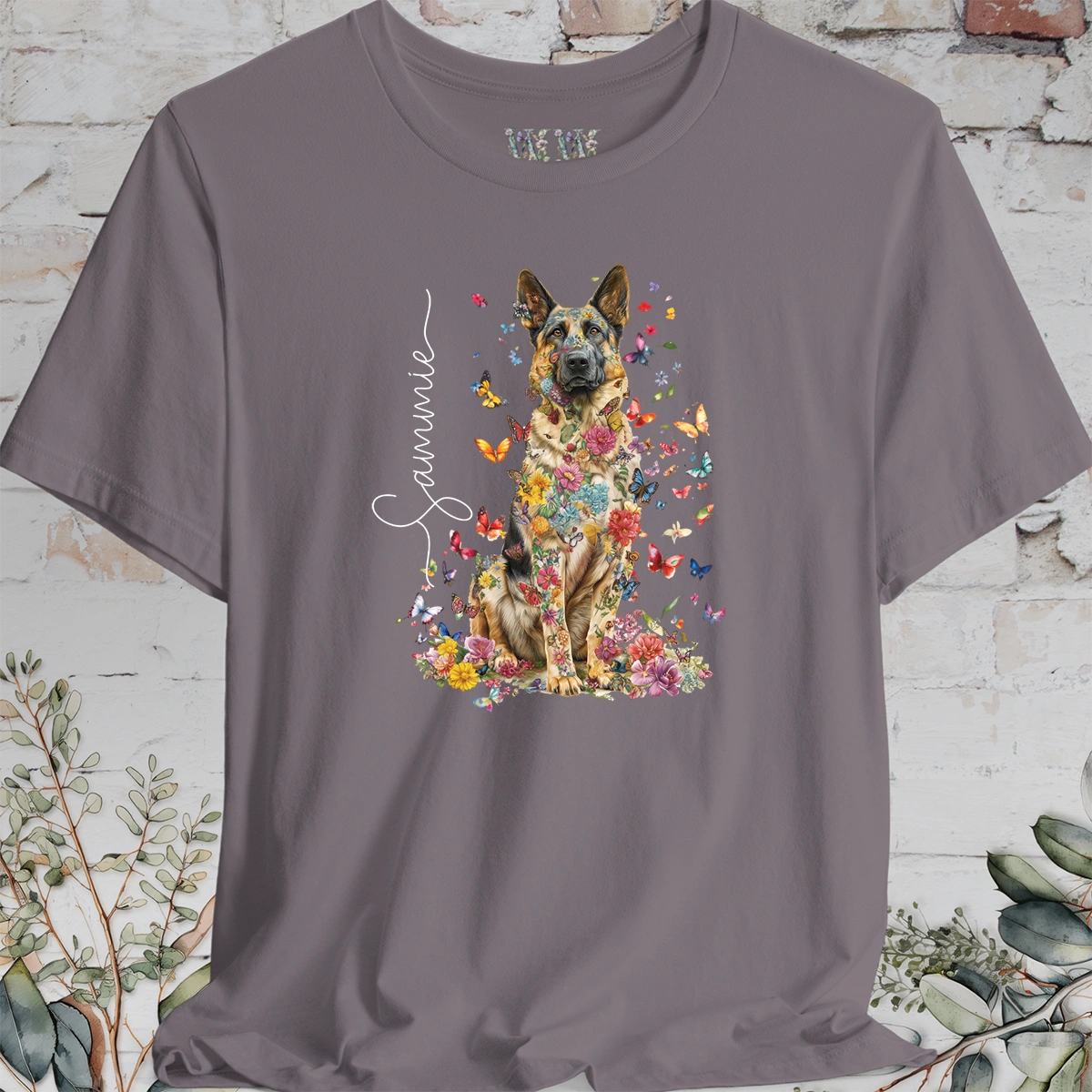 German Shepherd #3 Floral Personalized T shirt
