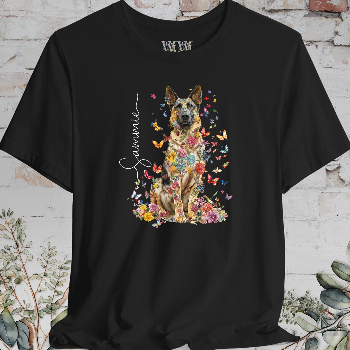 German Shepherd #3 Floral Personalized T shirt