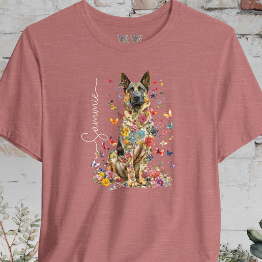 German Shepherd #3 Floral Personalized T shirt