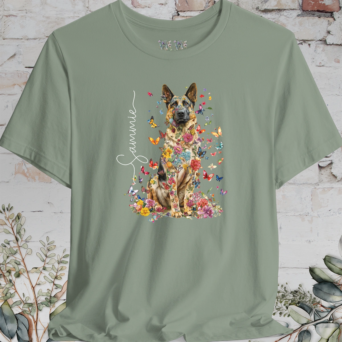 German Shepherd #3 Floral Personalized T shirt