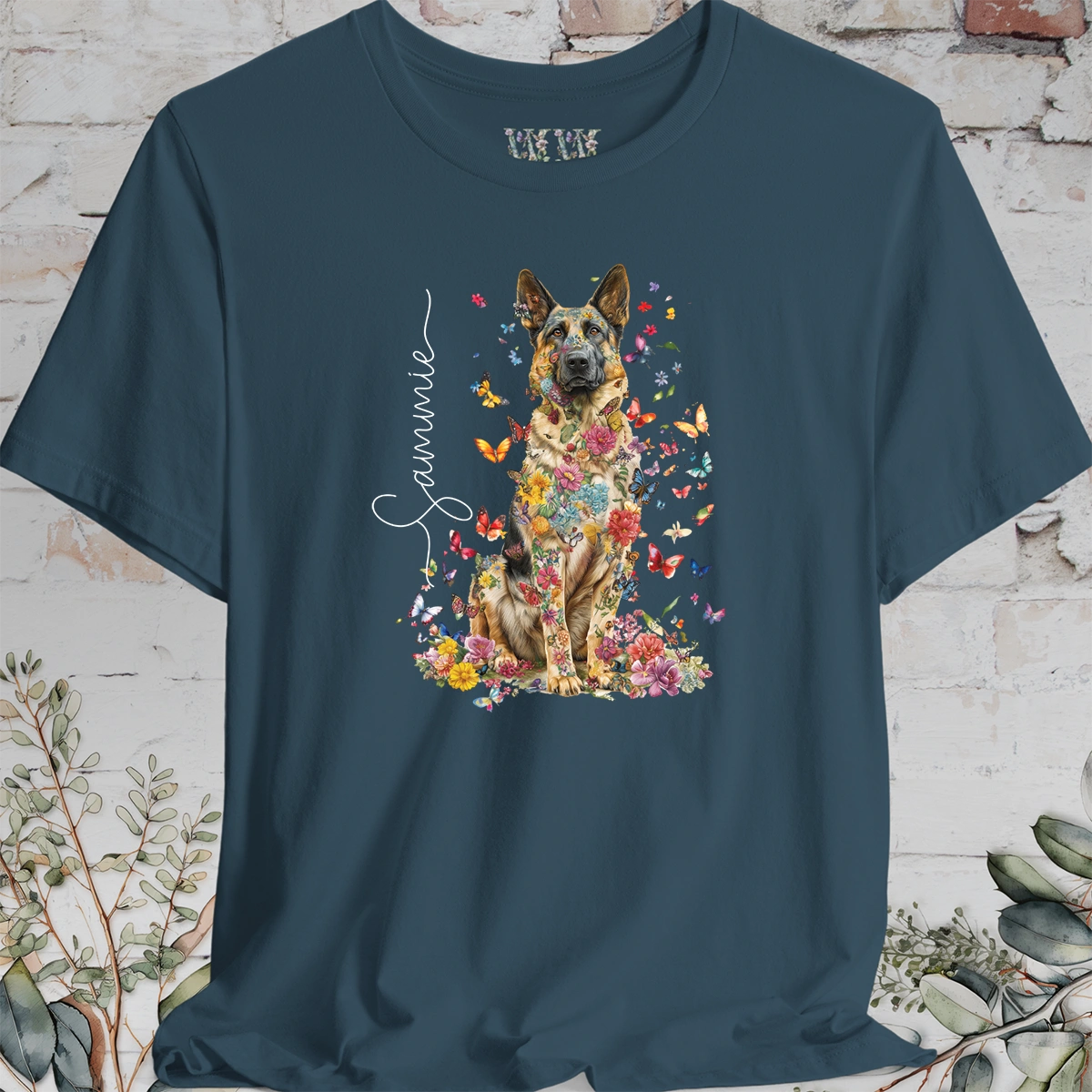 German Shepherd #3 Floral Personalized T shirt