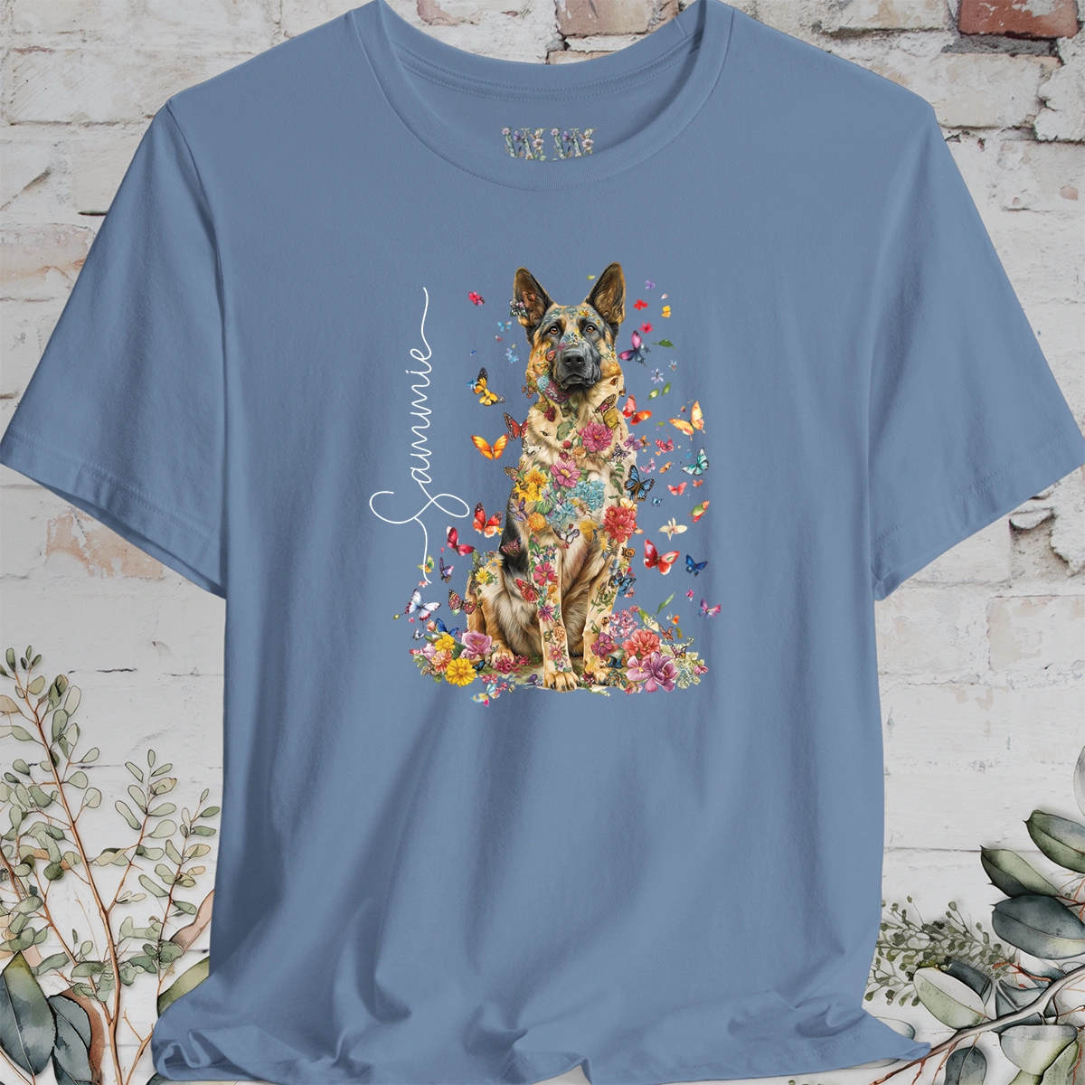 German Shepherd #3 Floral Personalized T shirt