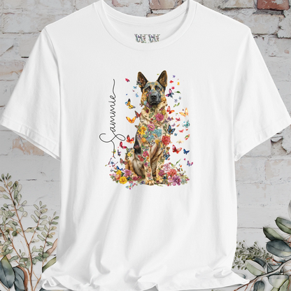 German Shepherd #3 Floral Personalized T shirt