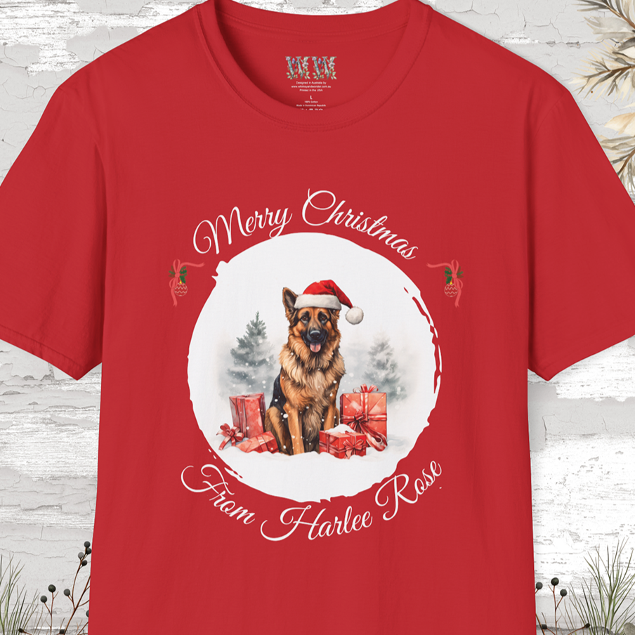 German Shepherd Personalized Christmas Unisex T-Shirt