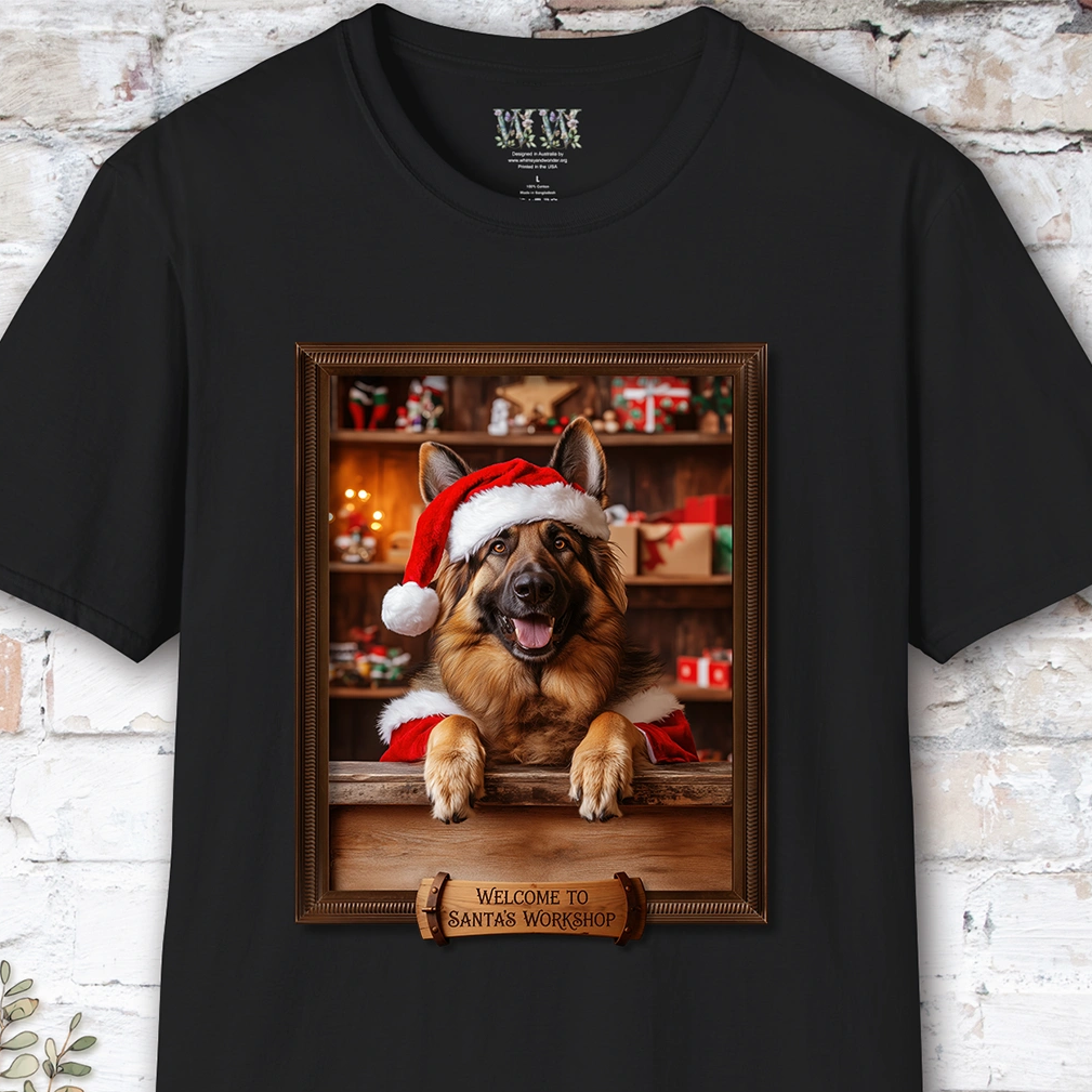 German Shepherd Santa's Workshop Unisex T shirt