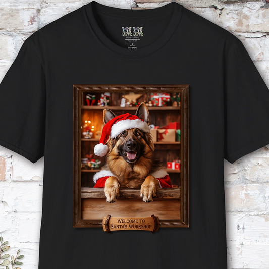 German Shepherd Santa's Workshop Unisex T shirt