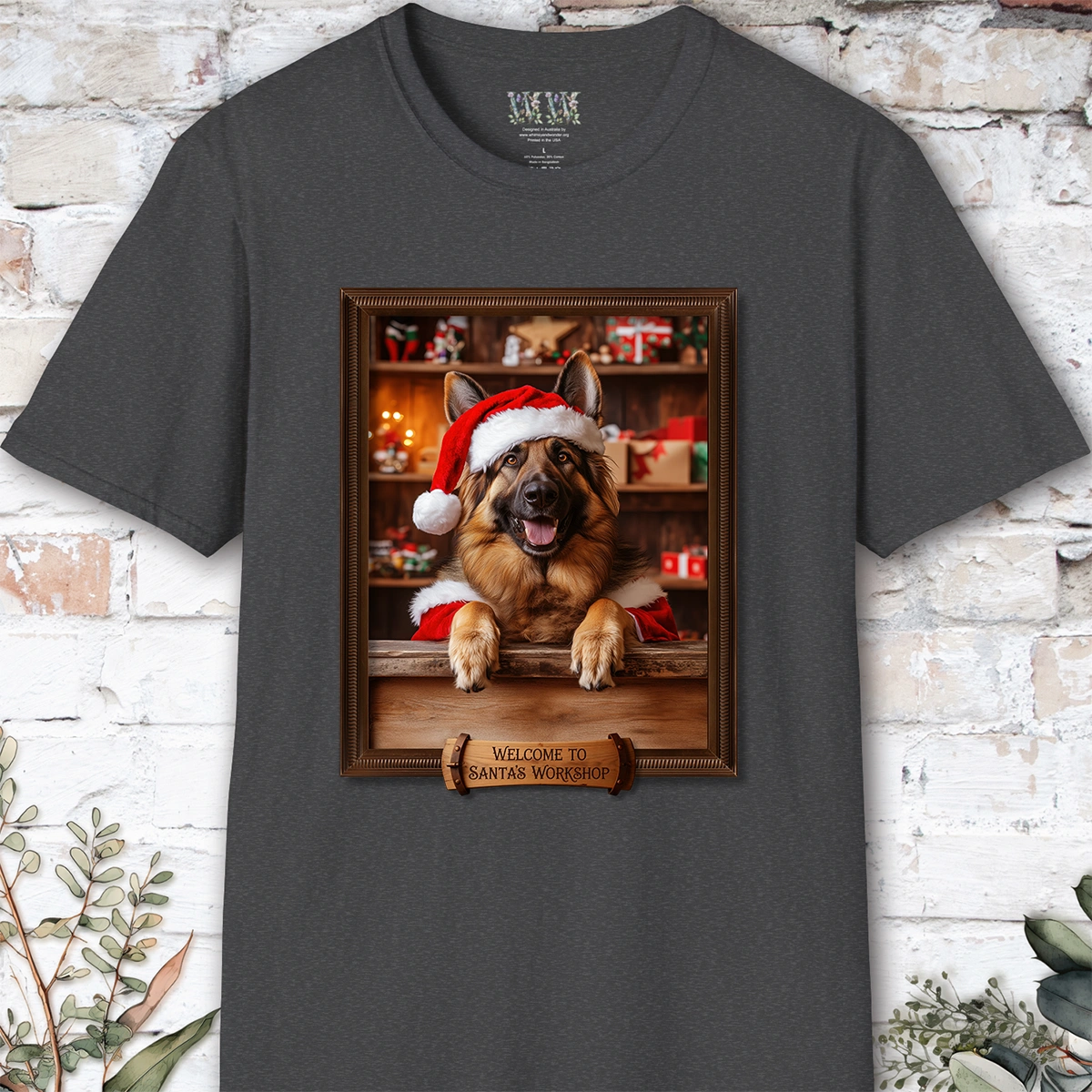 German Shepherd Santa's Workshop Unisex T shirt