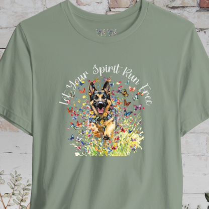 German Shepherd 'Let your spirit run free' T shirt